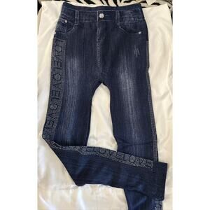 Leggings With Love Rhinestone Navy Blue NWT One Size Fits Most Regular